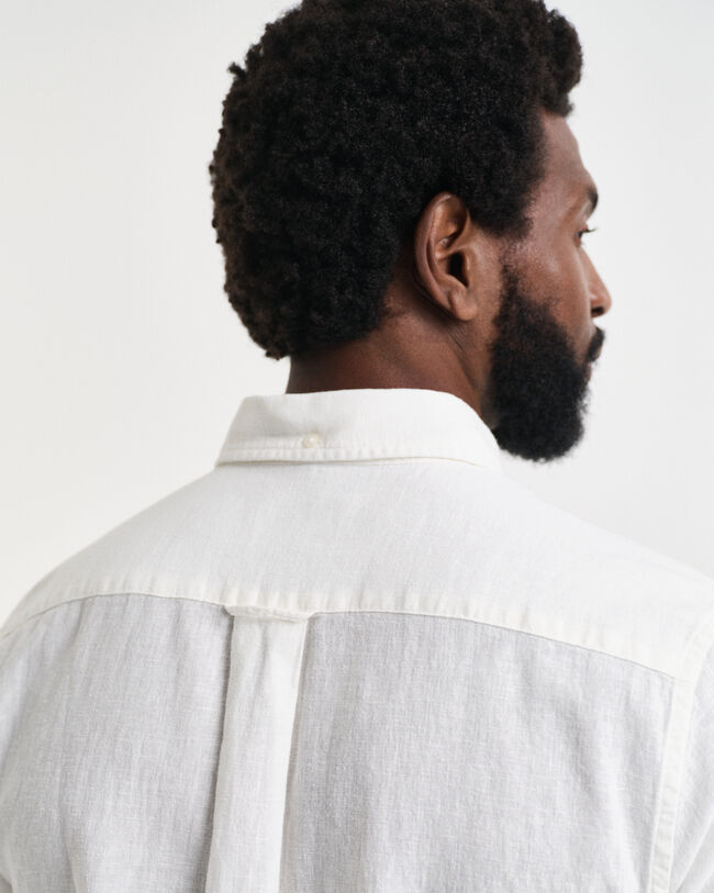 Regular Fit overhemd met korte mouwen van katoen en linnen