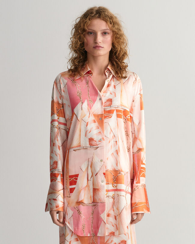 Relaxed Fit Sailing zijden overhemd met print