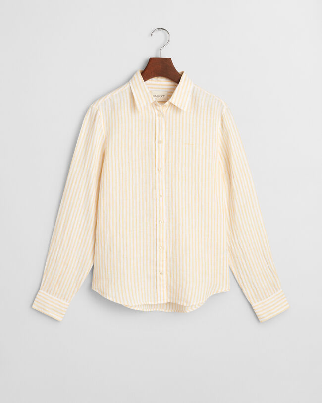 Regular Fit gestreept linnen overhemd