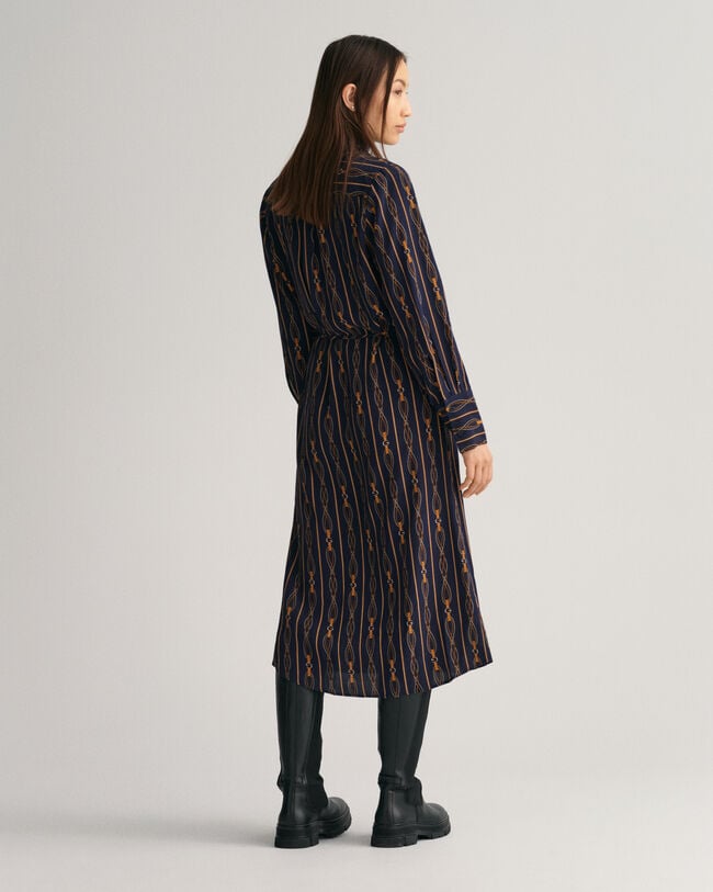 Regular Fit gestreepte wikkeljurk met Rope Print