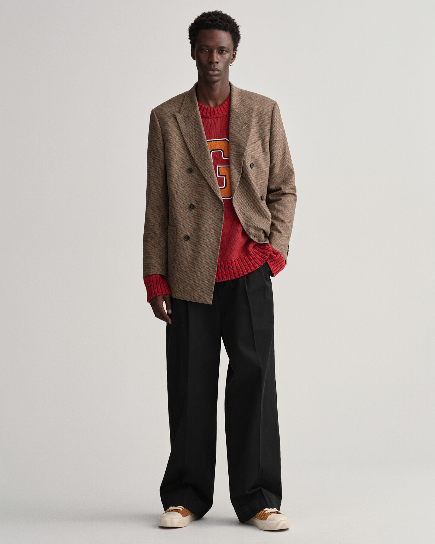 Oversized Letterman trui met ronde hals