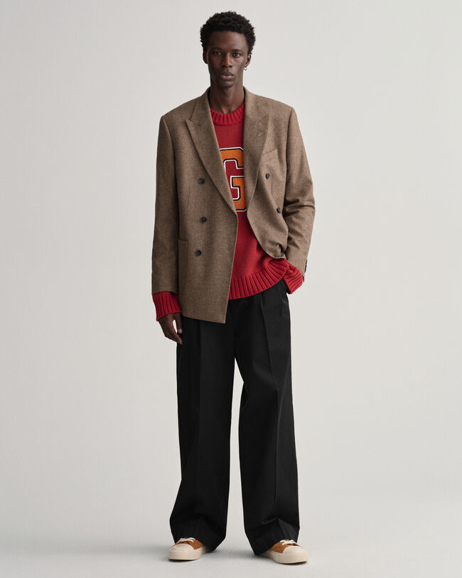 Oversized Letterman trui met ronde hals