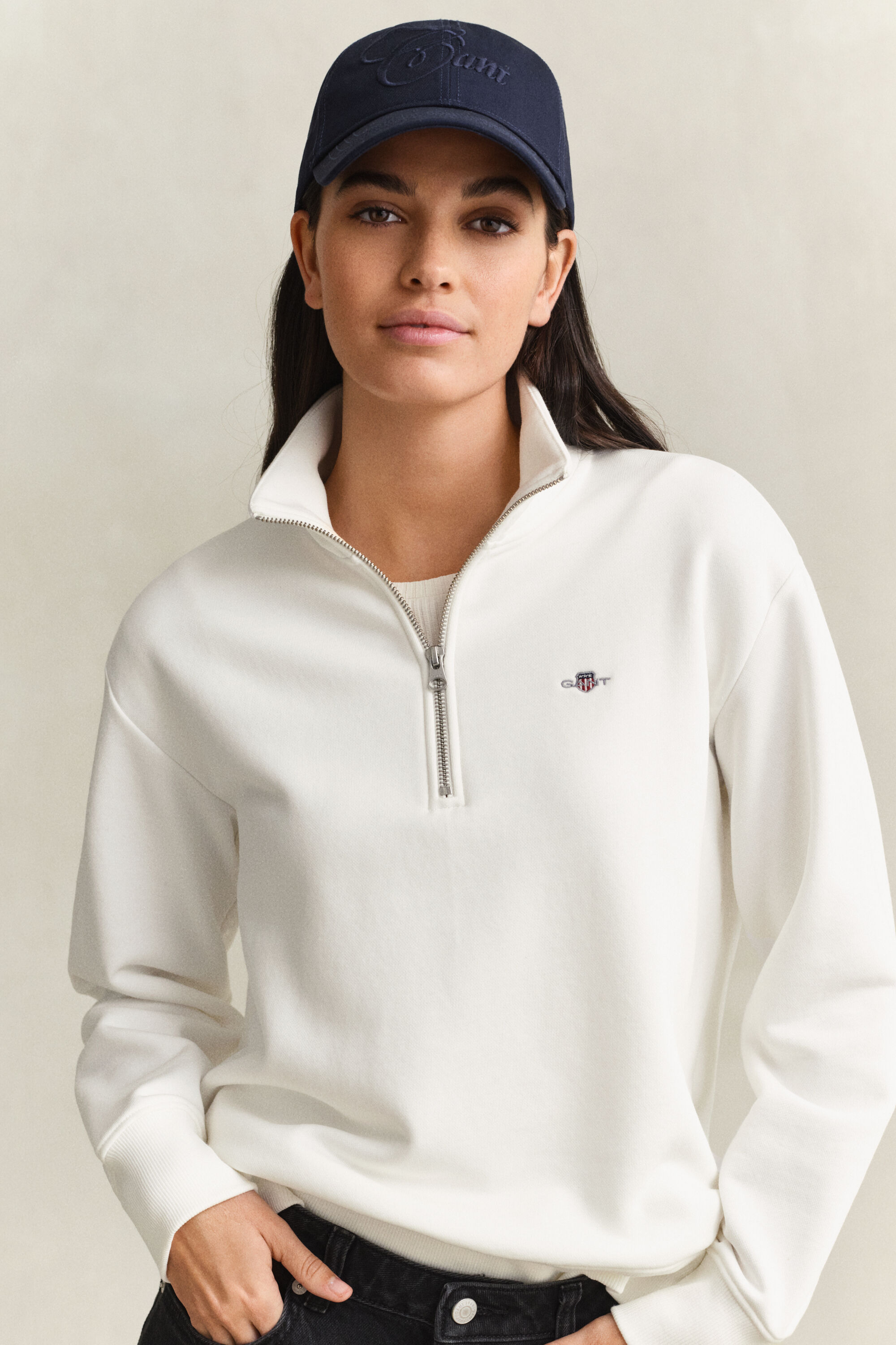 Shield sweatshirt met korte rits