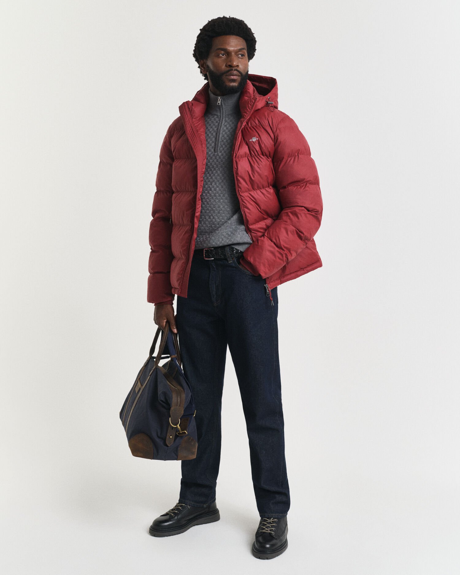 Trui met korte rits en microtextuur