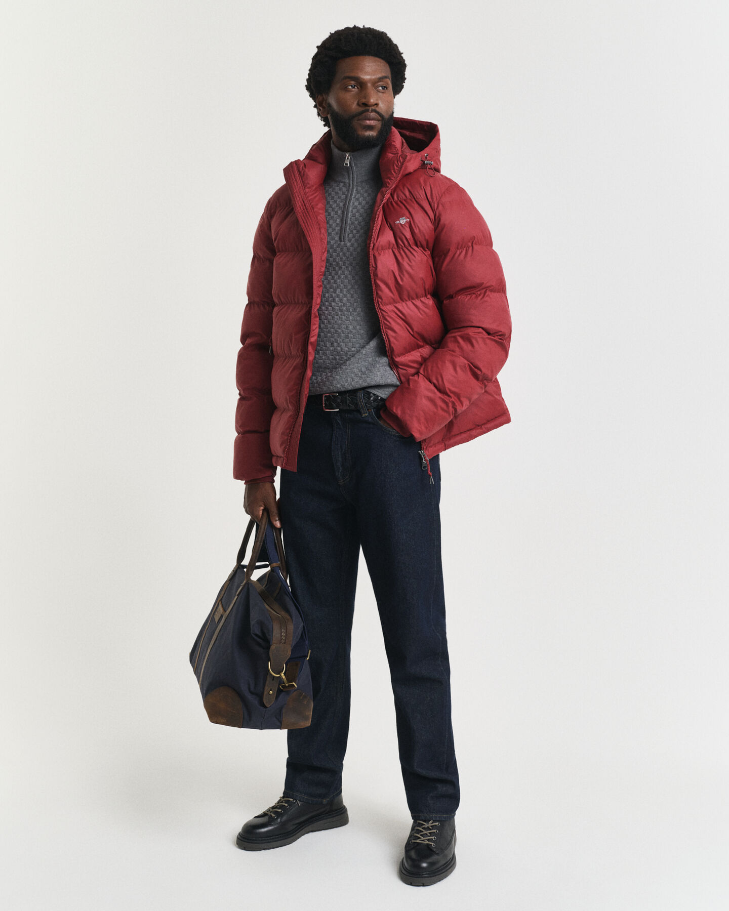 Trui met korte rits en microtextuur