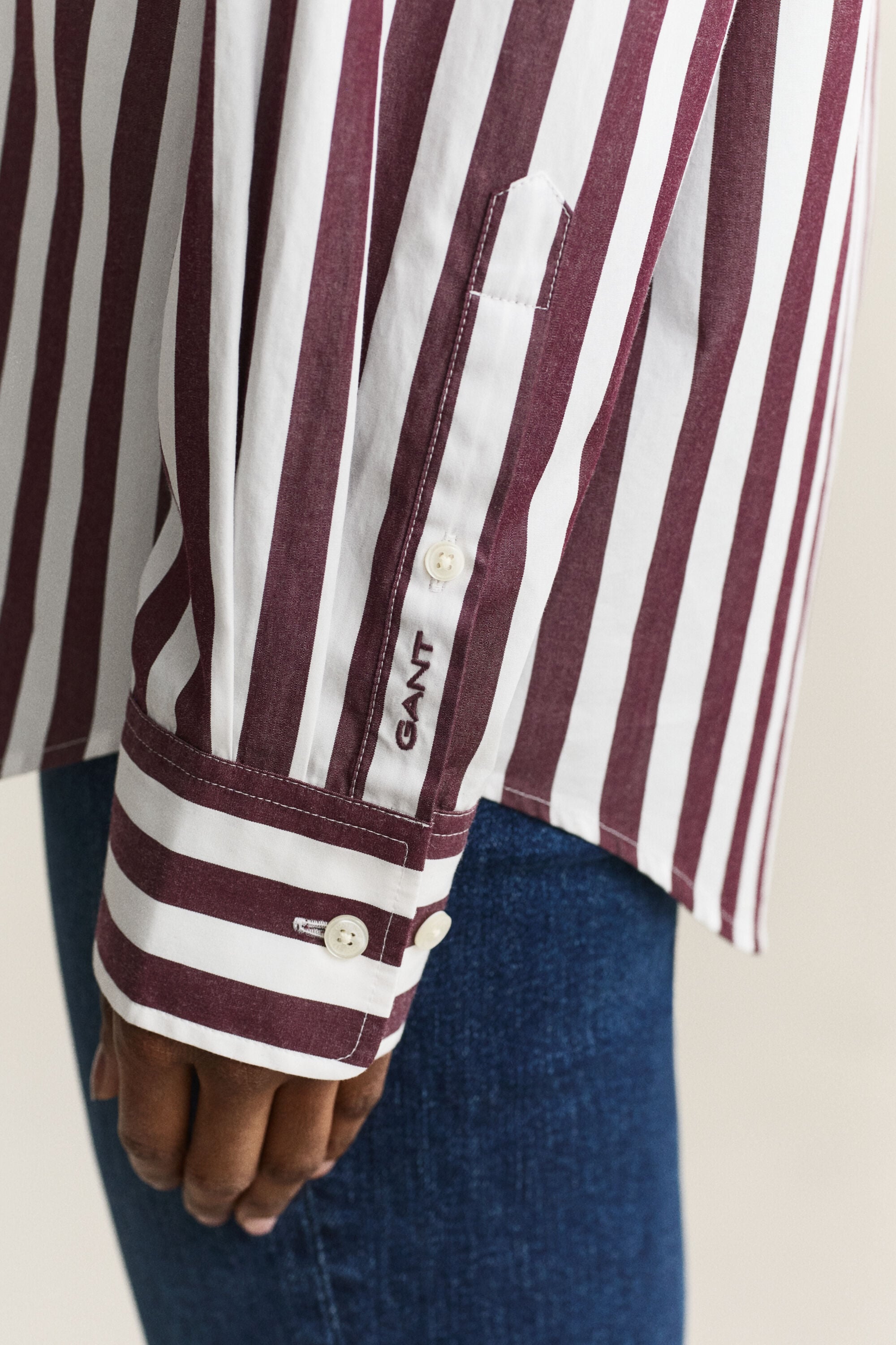 Relaxed fit poplin overhemd met strepen