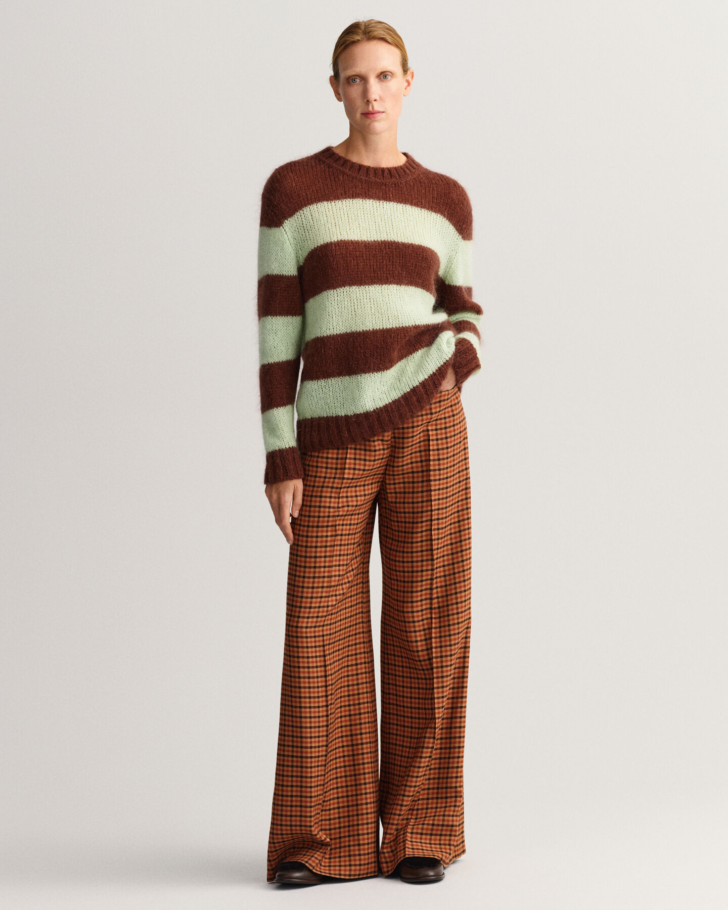 Sweater van mohair met ronde hals en strepen