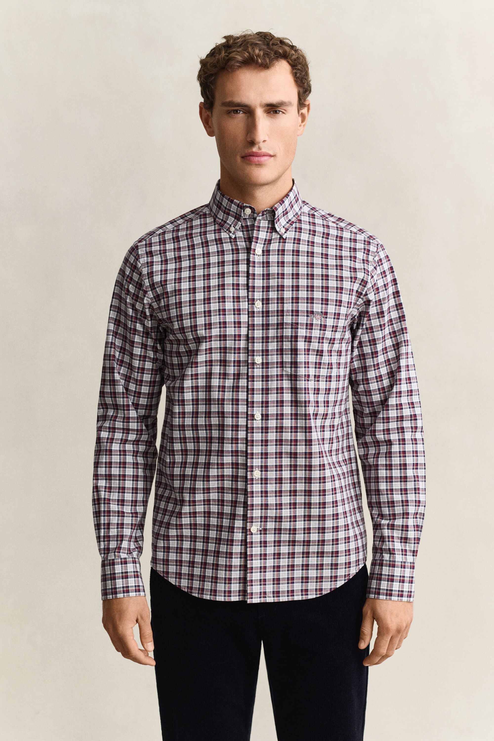 Geruit poplin overhemd