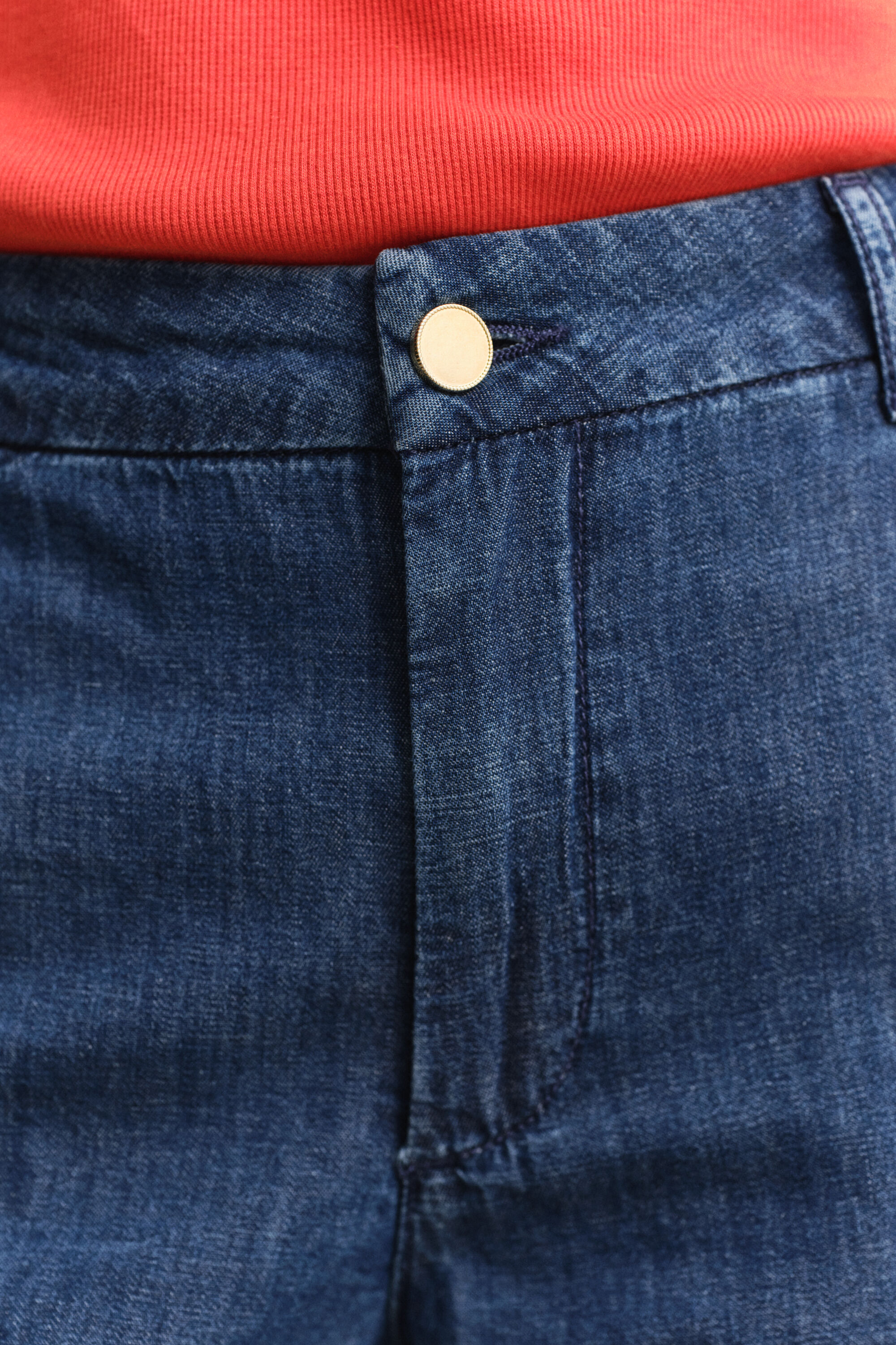 Jeans van katoen en linnen