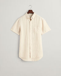 Regular Fit linnen overhemd met korte mouwen met pied-de-poule