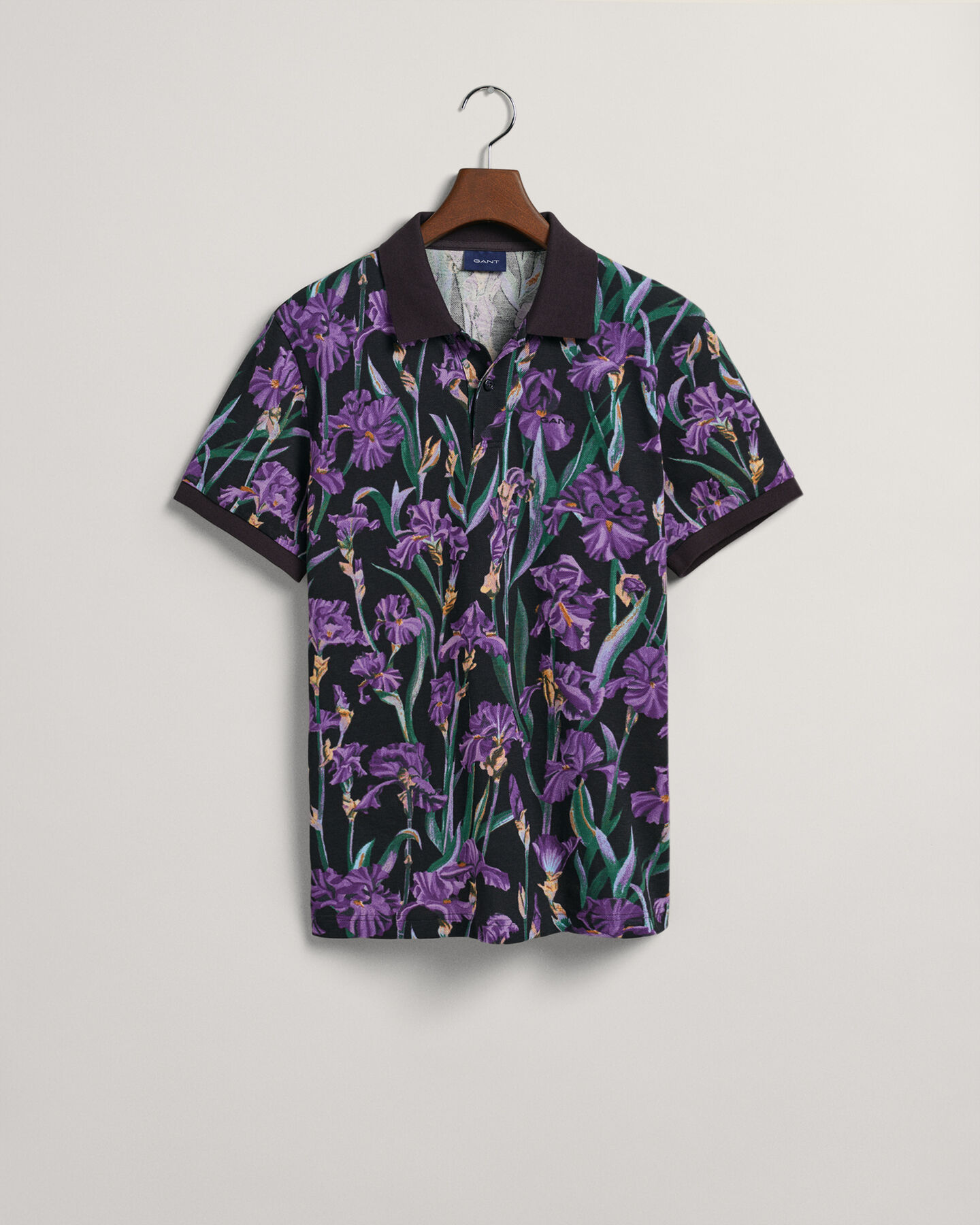 Iris-print piqu&eacute; poloshirt