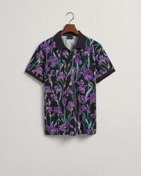 Iris-print piqu&eacute; poloshirt