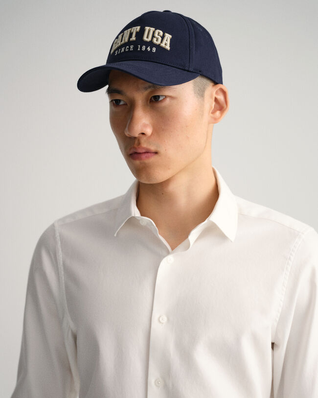 Slim Fit effen overhemd van keperstof