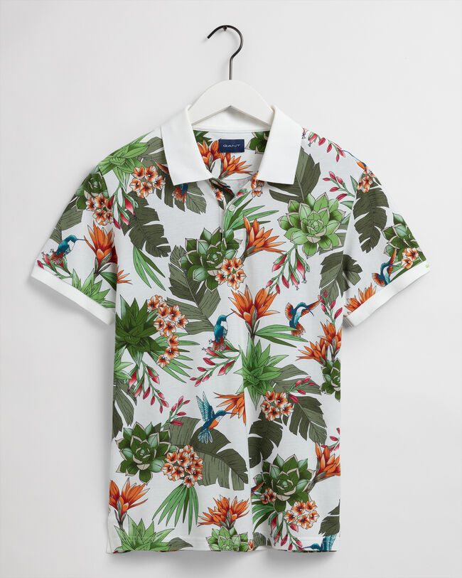 Piqué Rugger met Humming Garden-print