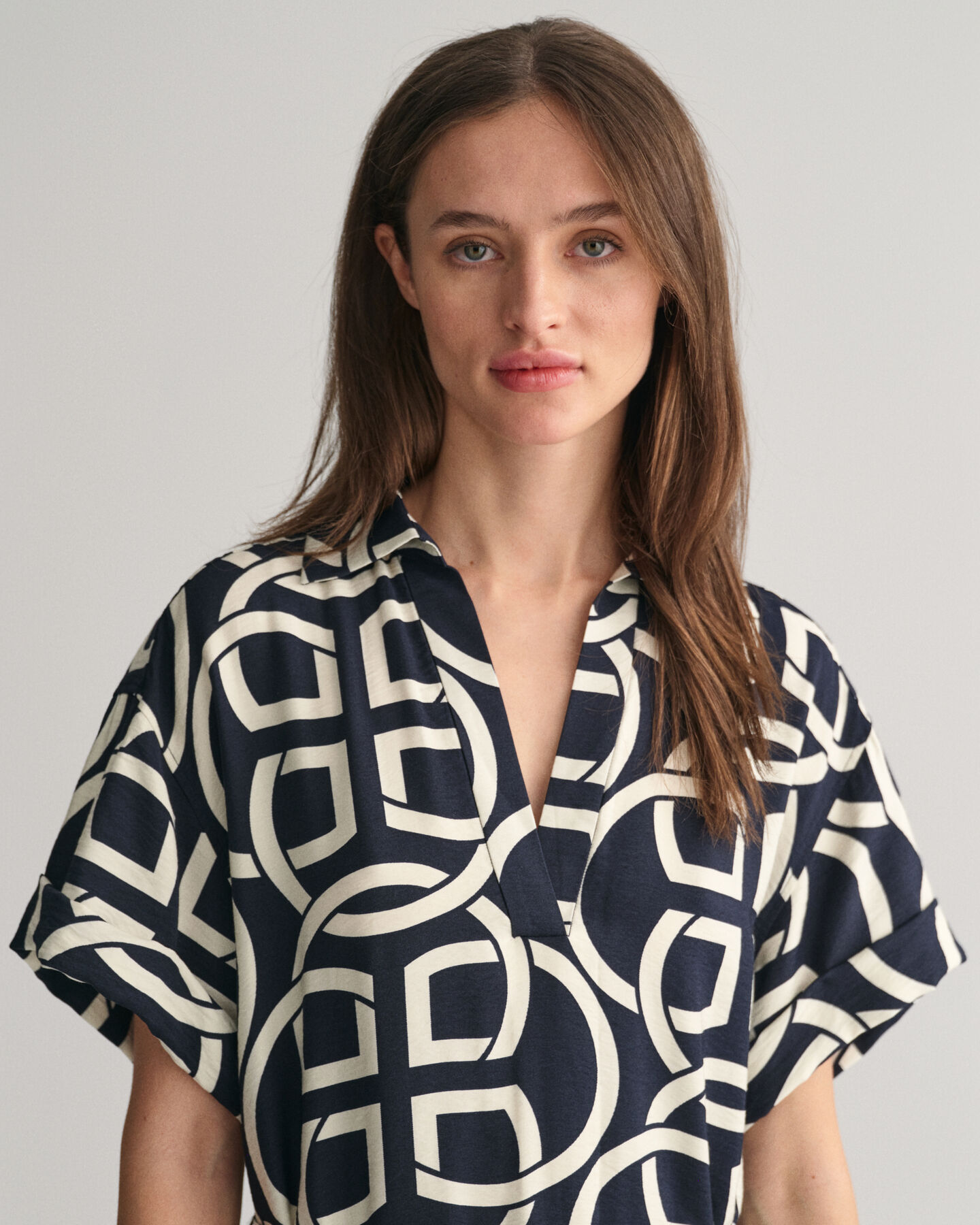 Monogram Print kaftan met korte mouwen