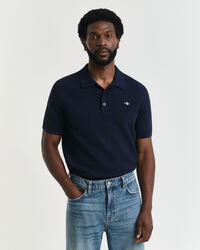 Textured poloshirt van katoen