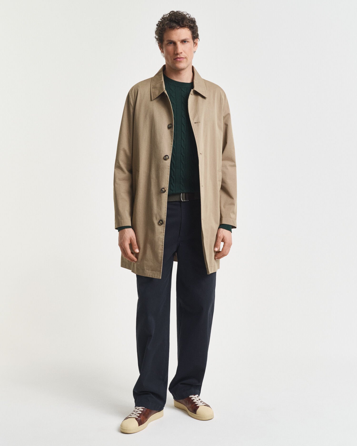 Katoenen gebreide kabeltrui met ronde hals