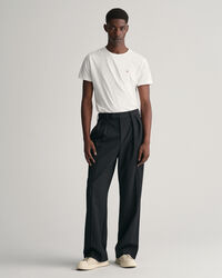 Kostuumbroek met plooien en krijtstreep