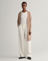 Lang vest met V-hals van linnenmix