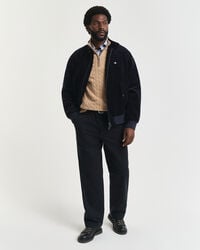 Kabelgebreide trui met korte rit van katoen