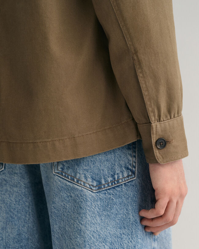 Overshirt van geborstelde keper