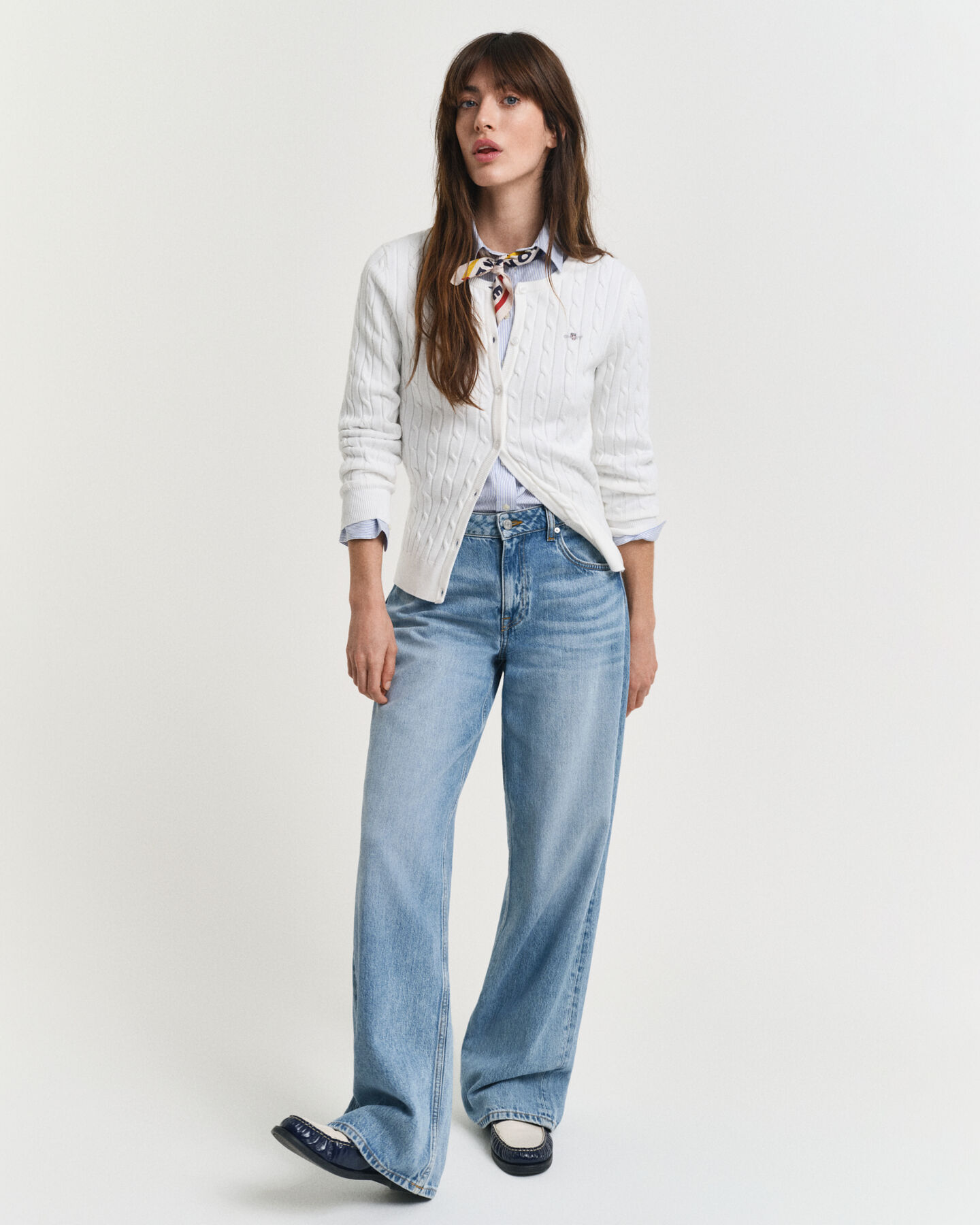 Kabelgebreid vest van stretchkatoen