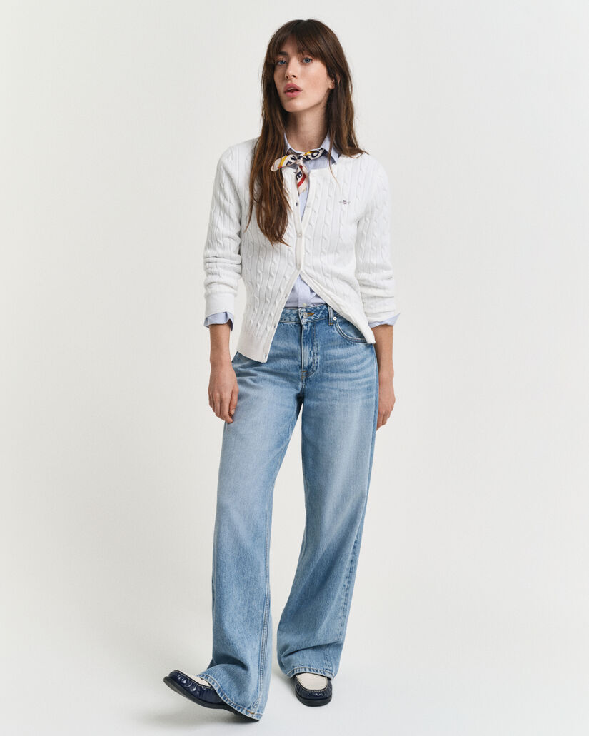 Kabelgebreid vest van stretchkatoen