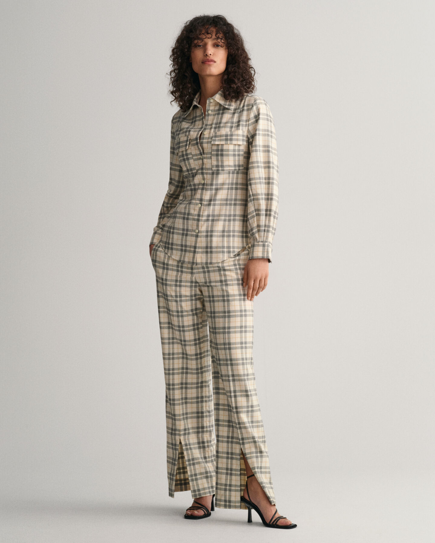 Slim Fit overhemd met ruitjes en figuurnaden