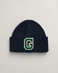 Teens ribgebreide beanie met G-badge