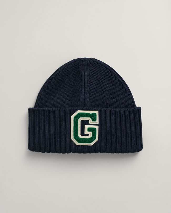 Teens ribgebreide beanie met G-badge