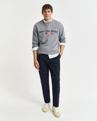 Slim Fit taps toelopende broek van katoenkeper