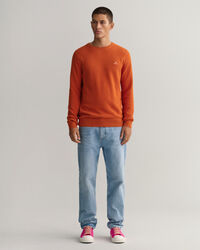 Sweater met ronde hals van piqu&eacute;katoen