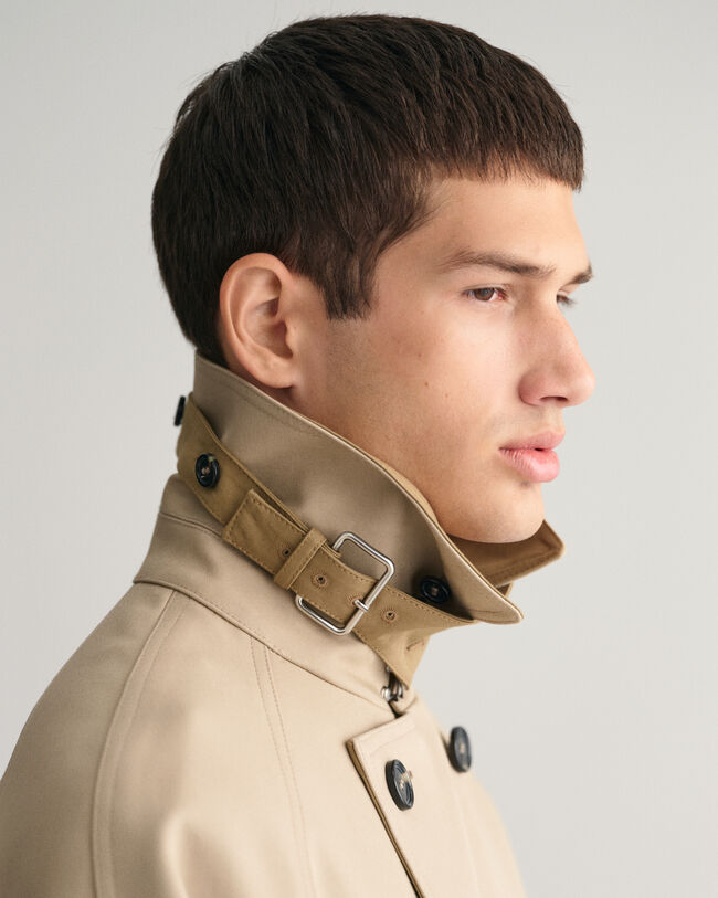 Trenchcoat van gebonden katoen