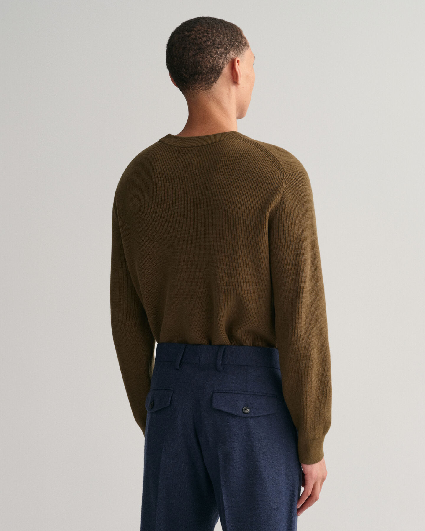 Trui met ronde hals van geribde katoen-wolmix