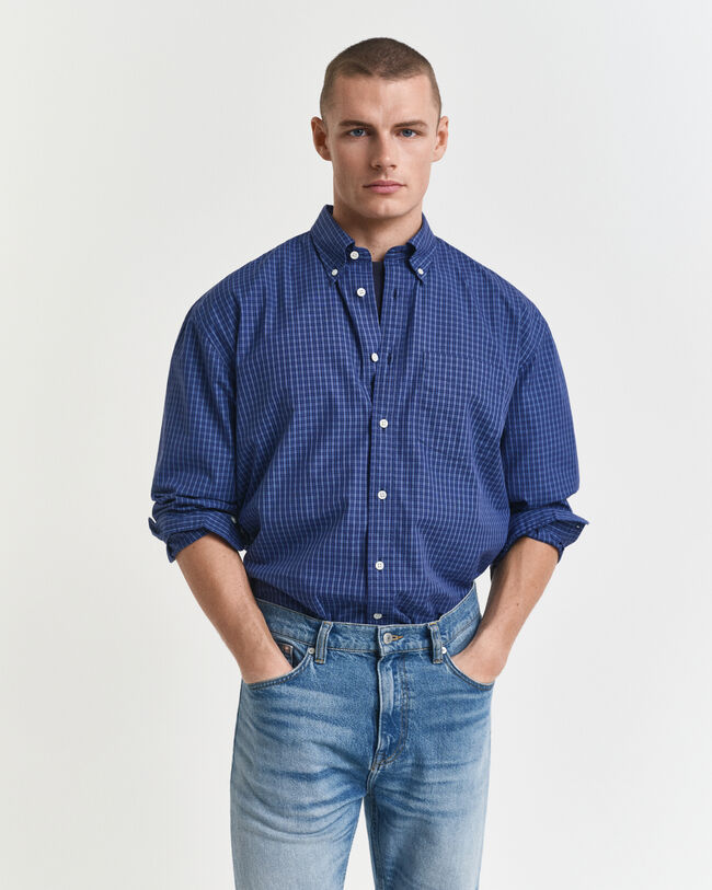 Oversized poplin overhemd met klein ruitje