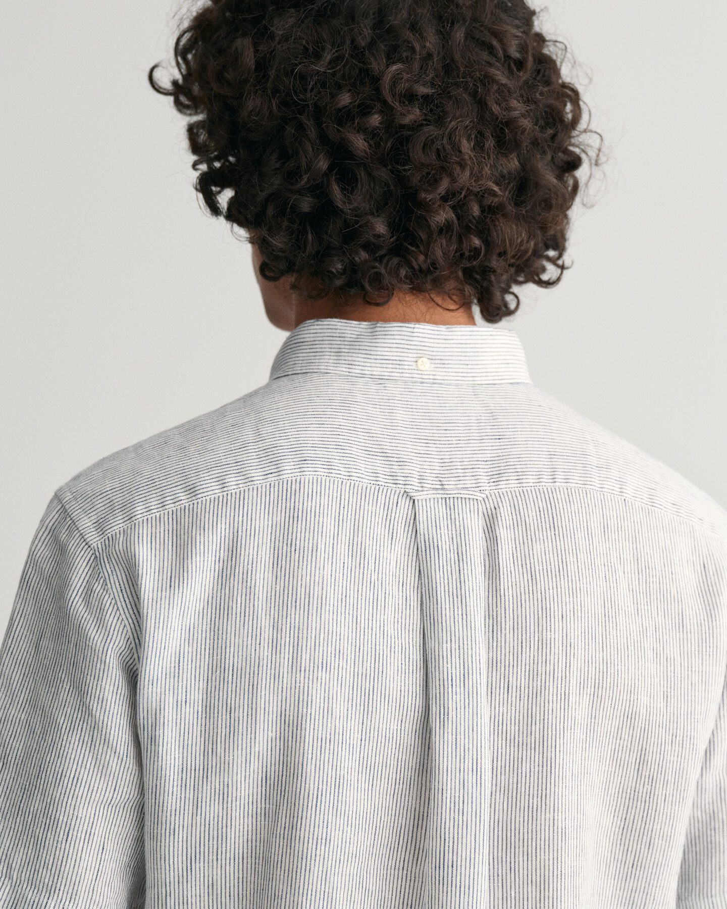 Regular Fit linnen overhemd met korte mouwen en strepen