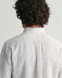 Regular Fit linnen overhemd met korte mouwen en strepen