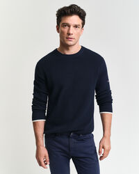 Geribde katoenen trui met ronde hals