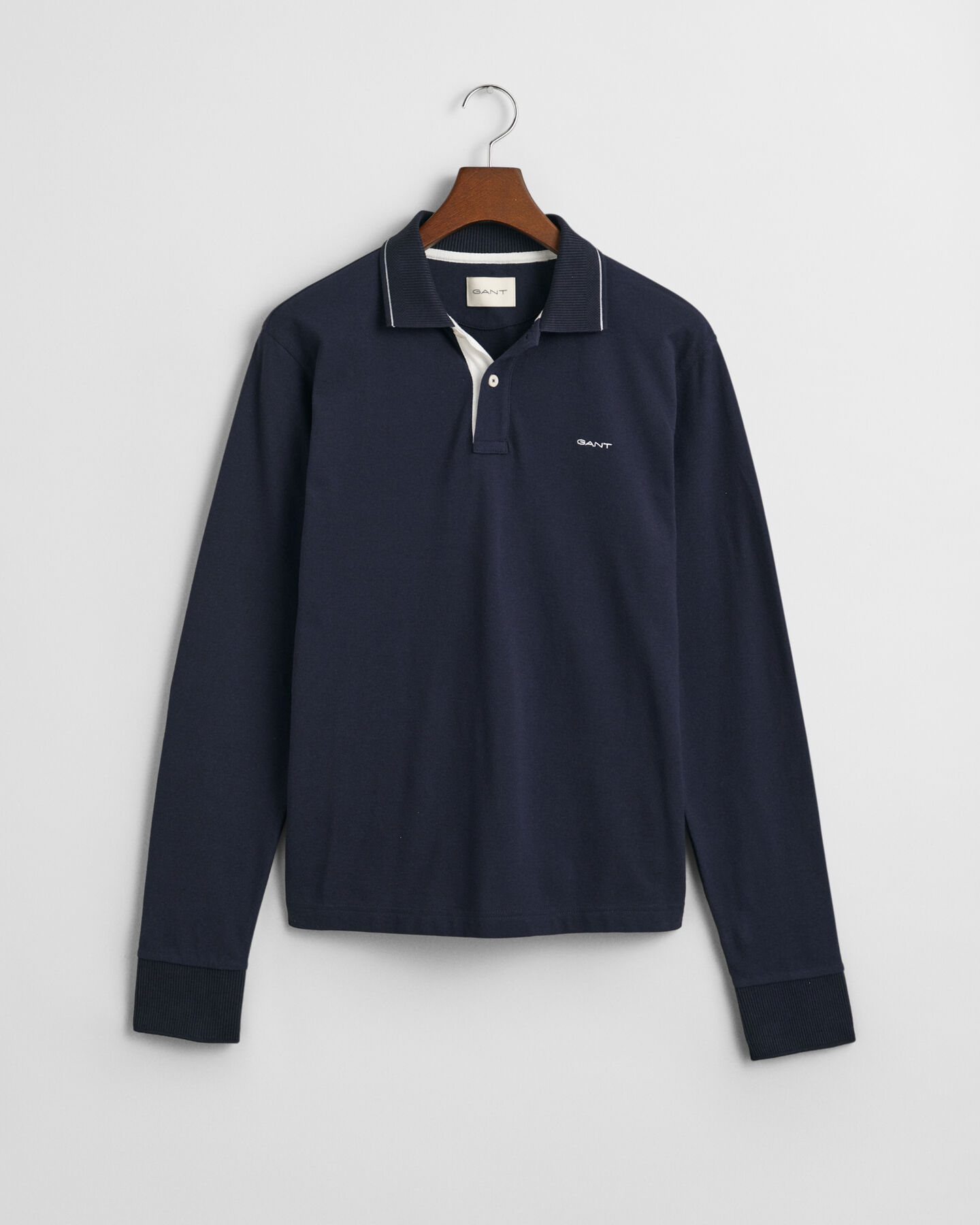 Poloshirt met getextureerde kraag en lange mouwen
