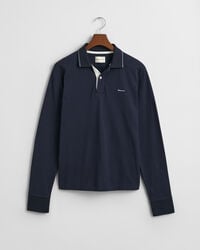 Poloshirt met getextureerde kraag en lange mouwen