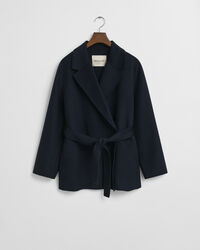 Met de hand gestikte jasje met ceintuur