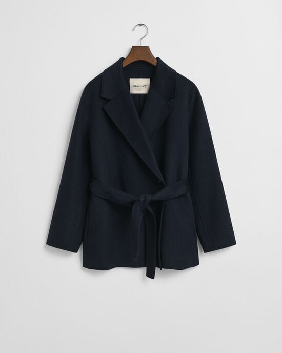 Met de hand gestikte jasje met ceintuur