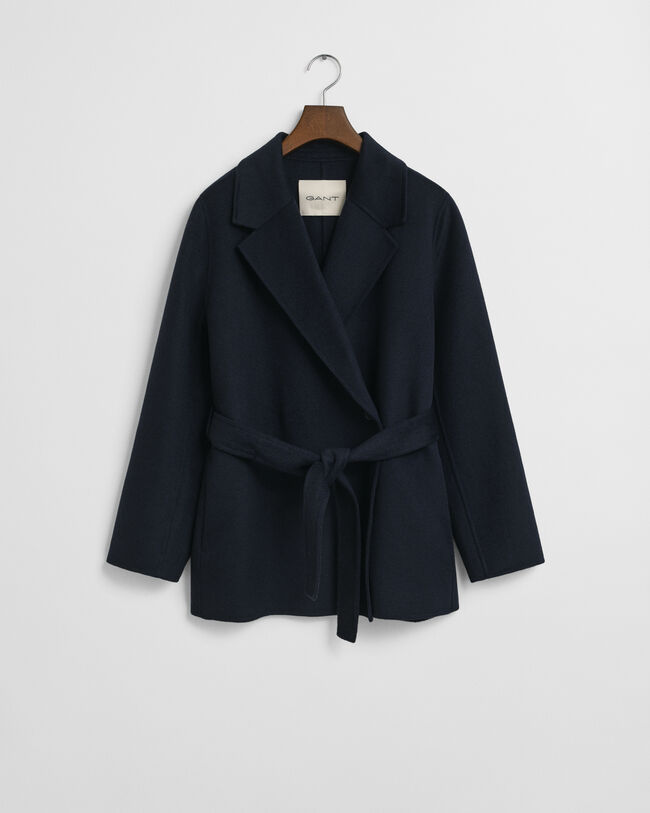 Met de hand gestikte jasje met ceintuur