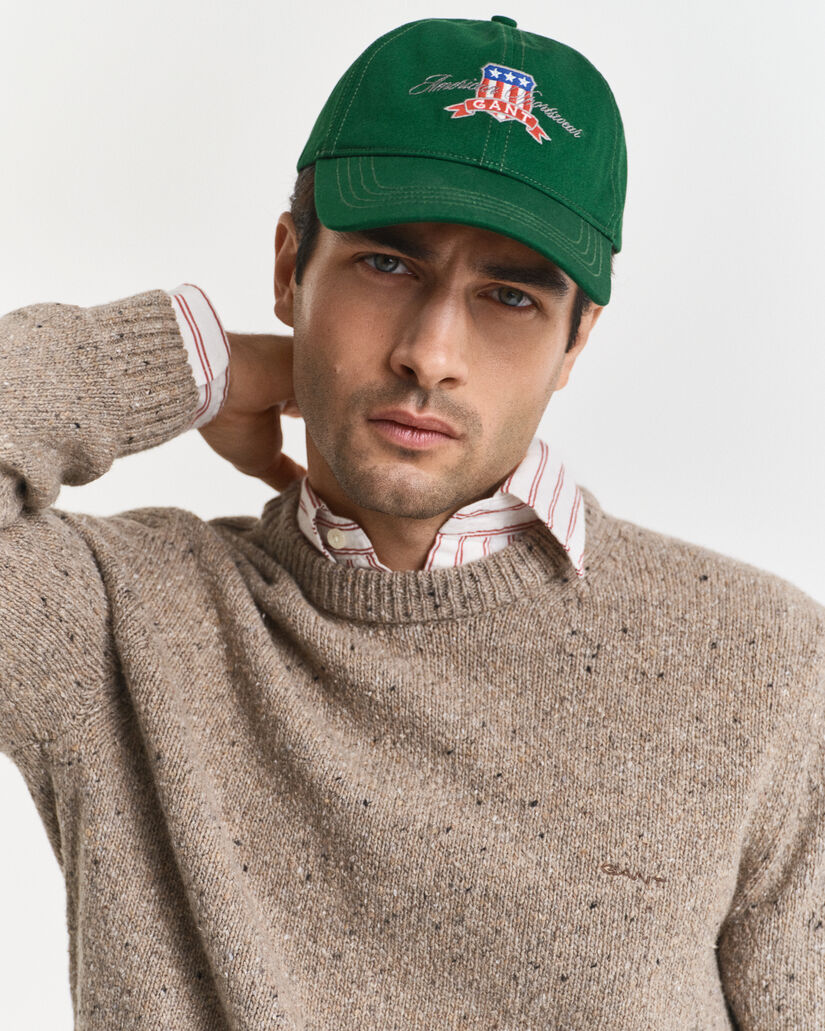 Trui met ronde hals van wolmix met spikkelpatroon