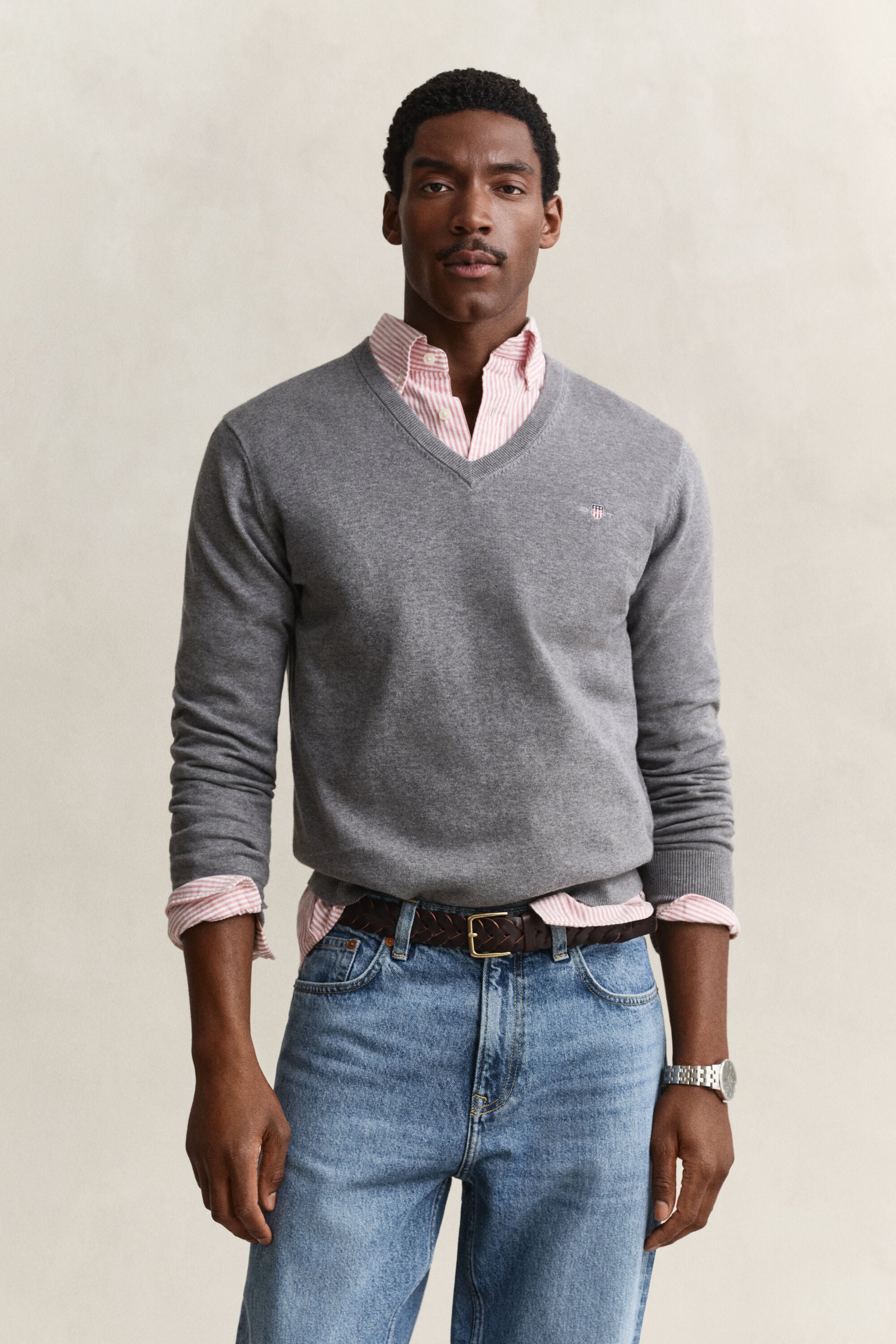 Katoenen sweater met V-hals
