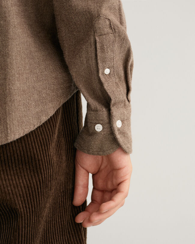 Regular Fit overhemd met visgraatmotief