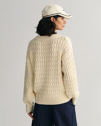 Textured sweater met V-hals van katoen