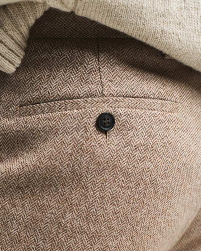 Slim Fit kostuumbroek met visgraatmotief