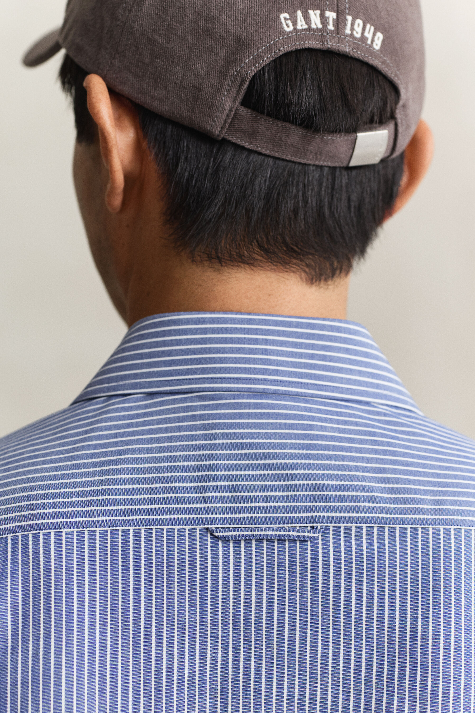 Gestreept overoverhemd van stretchpoplin