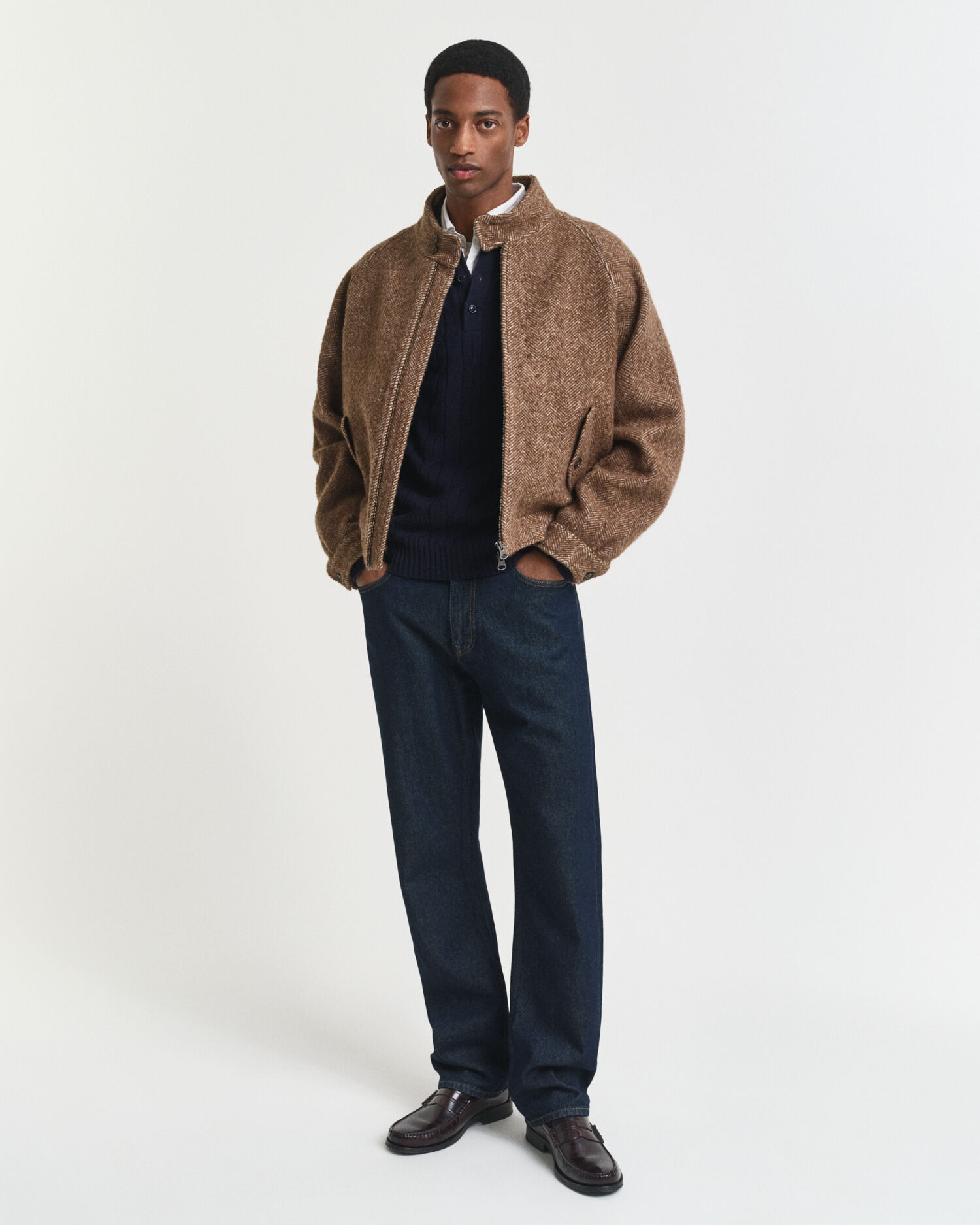 Kabelgebreide polotrui van lamswol